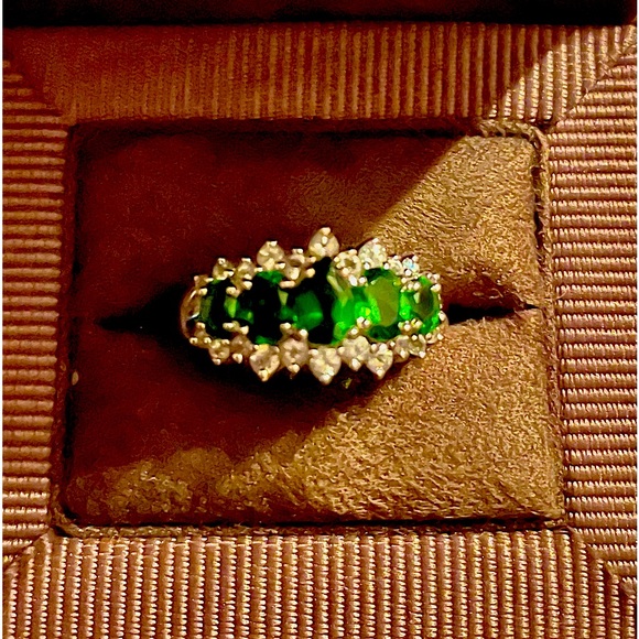 Jewelry - Authentic chrome dioxide ring 925 sterling silver with white topaz